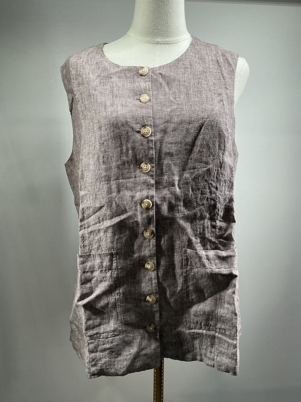 100% European Linen Longline Vest